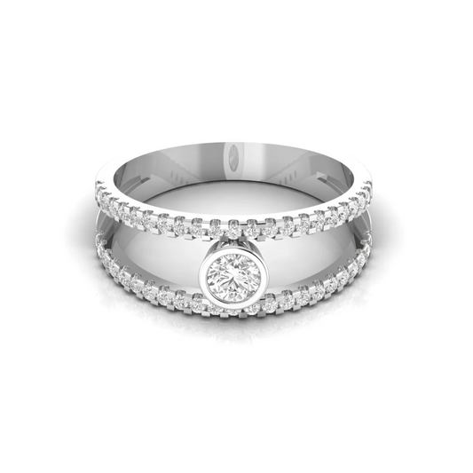 Split shank ring: white gold with 0.59ct diamonds