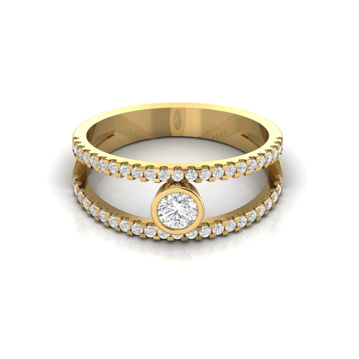 Split shank ring: yellow gold with 0.59ct diamonds