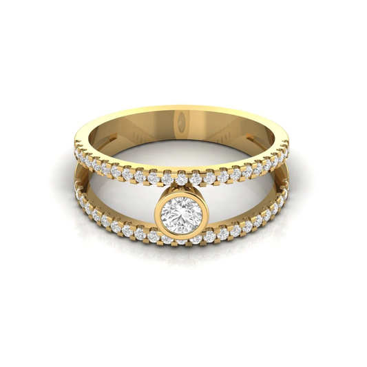 Split shank ring: yellow gold with 0.59ct diamonds
