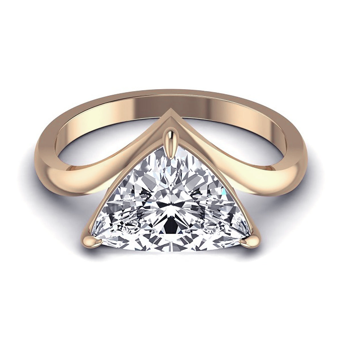 Victoria ring: rose gold with 2ct diamond – V Trillion Ring Rose Gold
