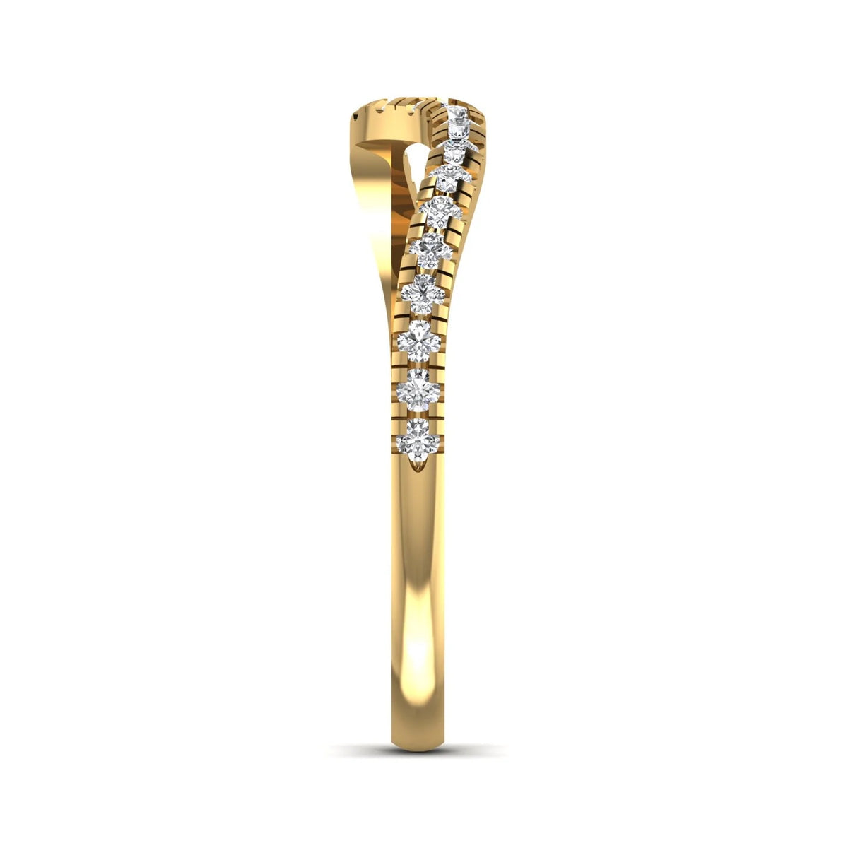 Wave ring: yellow gold with 0.31ct diamonds – Curved Ring Yellow Gold