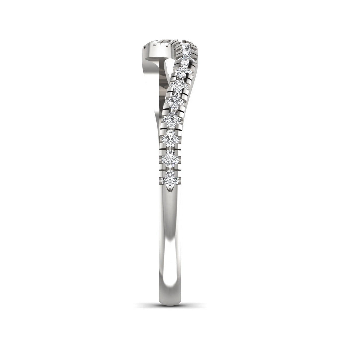 Wave ring: white gold with 0.31ct diamonds – Curved Ring White Gold