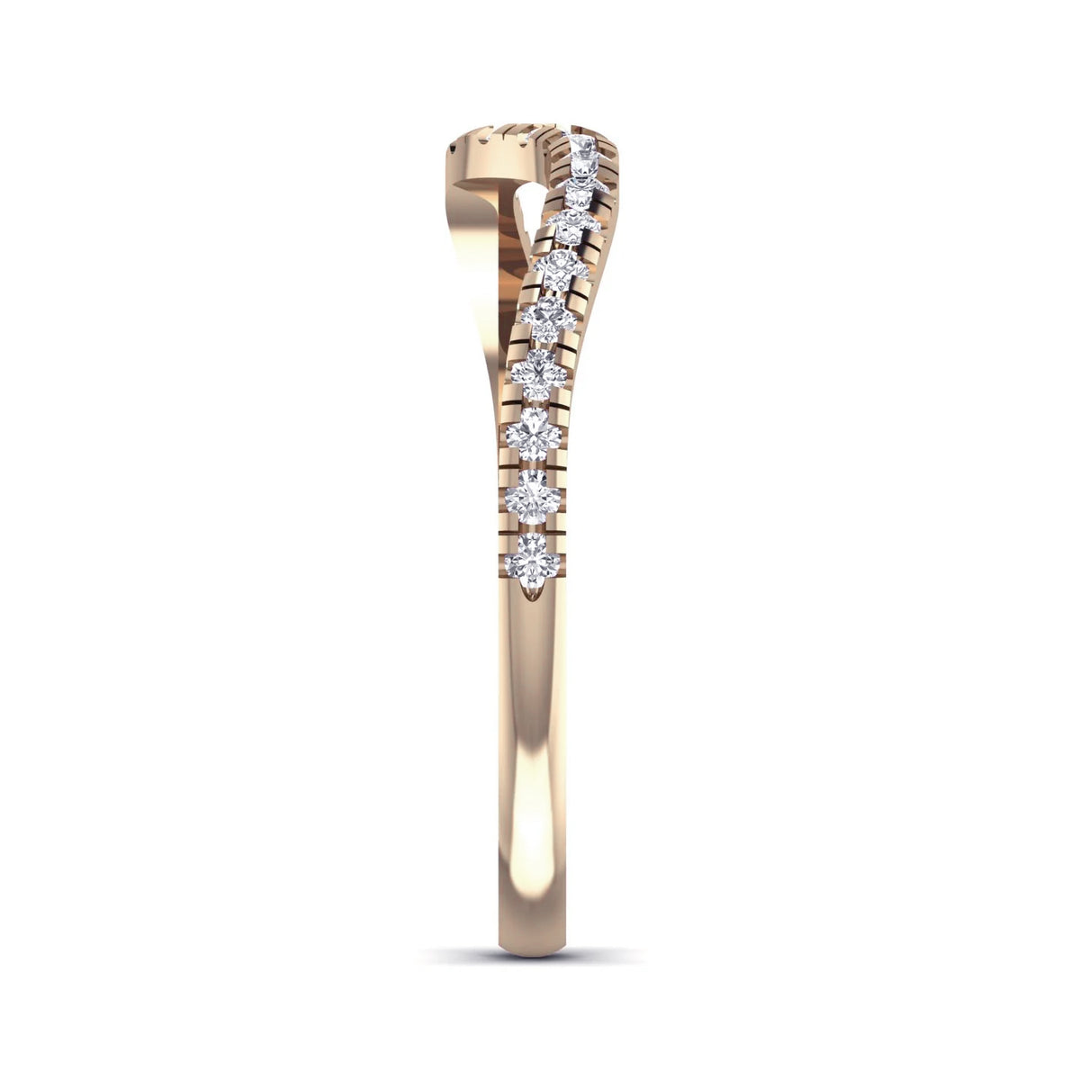Wave ring: rose gold with 0.31ct diamonds – Curved Ring Rose Gold