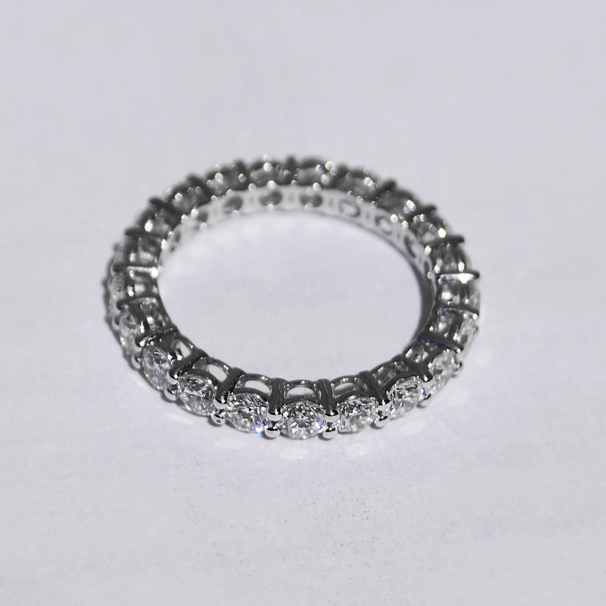 Eternity Ring: White Gold Lab Diamond (IGI) or 925 Silver Moissanite (GRA) | 2.27ct Round Brilliant Band