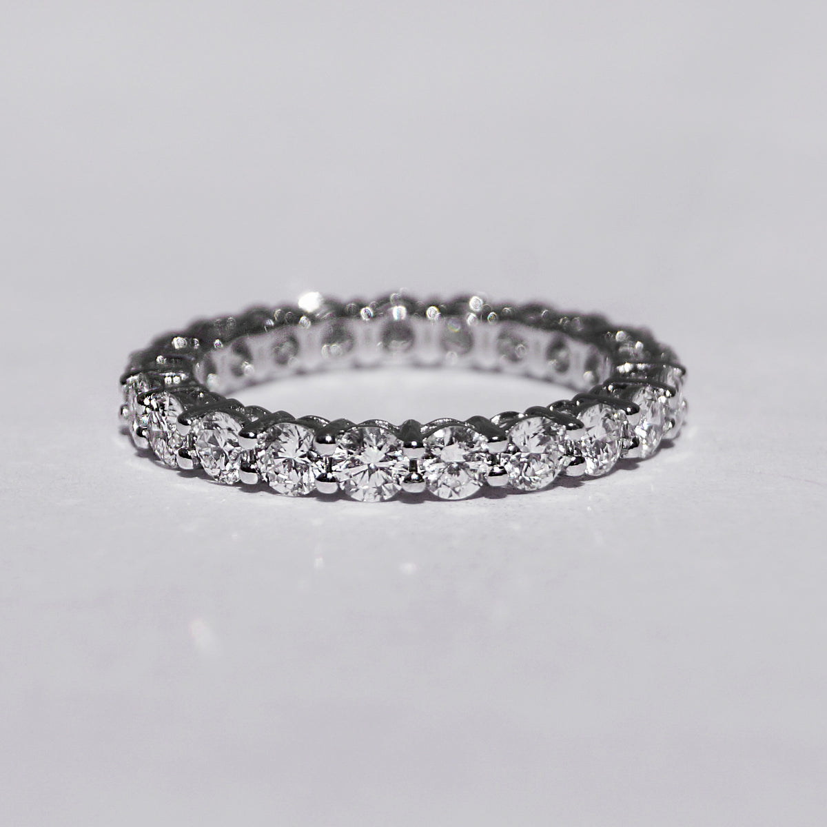 Eternity Ring: White Gold Lab Diamond (IGI) or 925 Silver Moissanite (GRA) | 2.27ct Round Brilliant Band