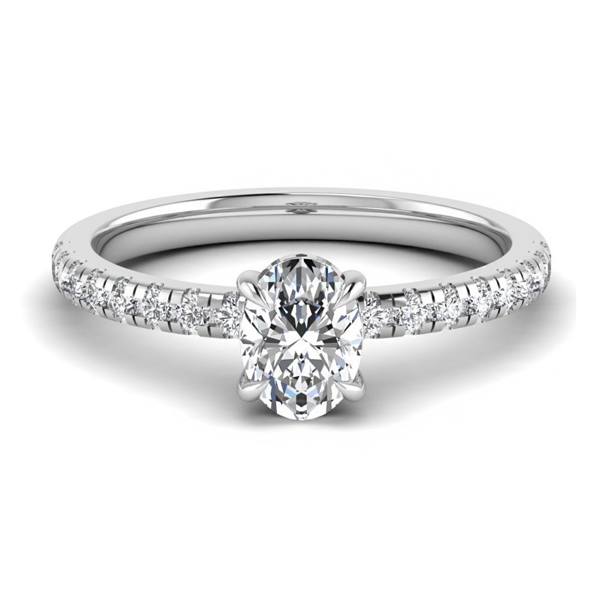Oval ring: white gold with 1ct diamonds