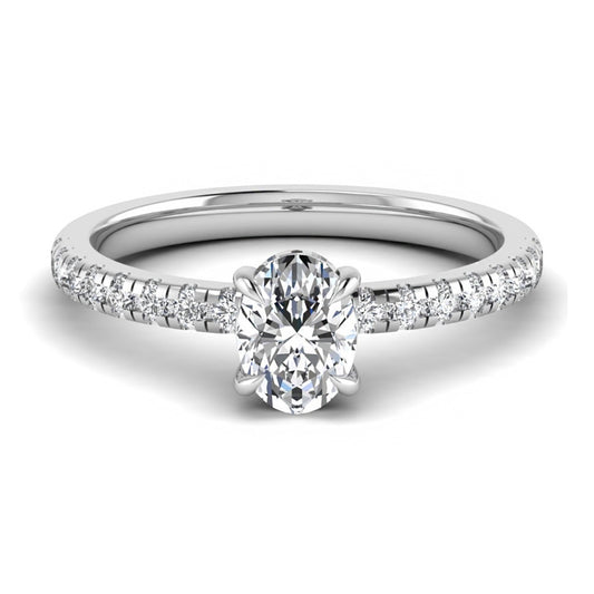 Oval ring: white gold with 1ct diamonds