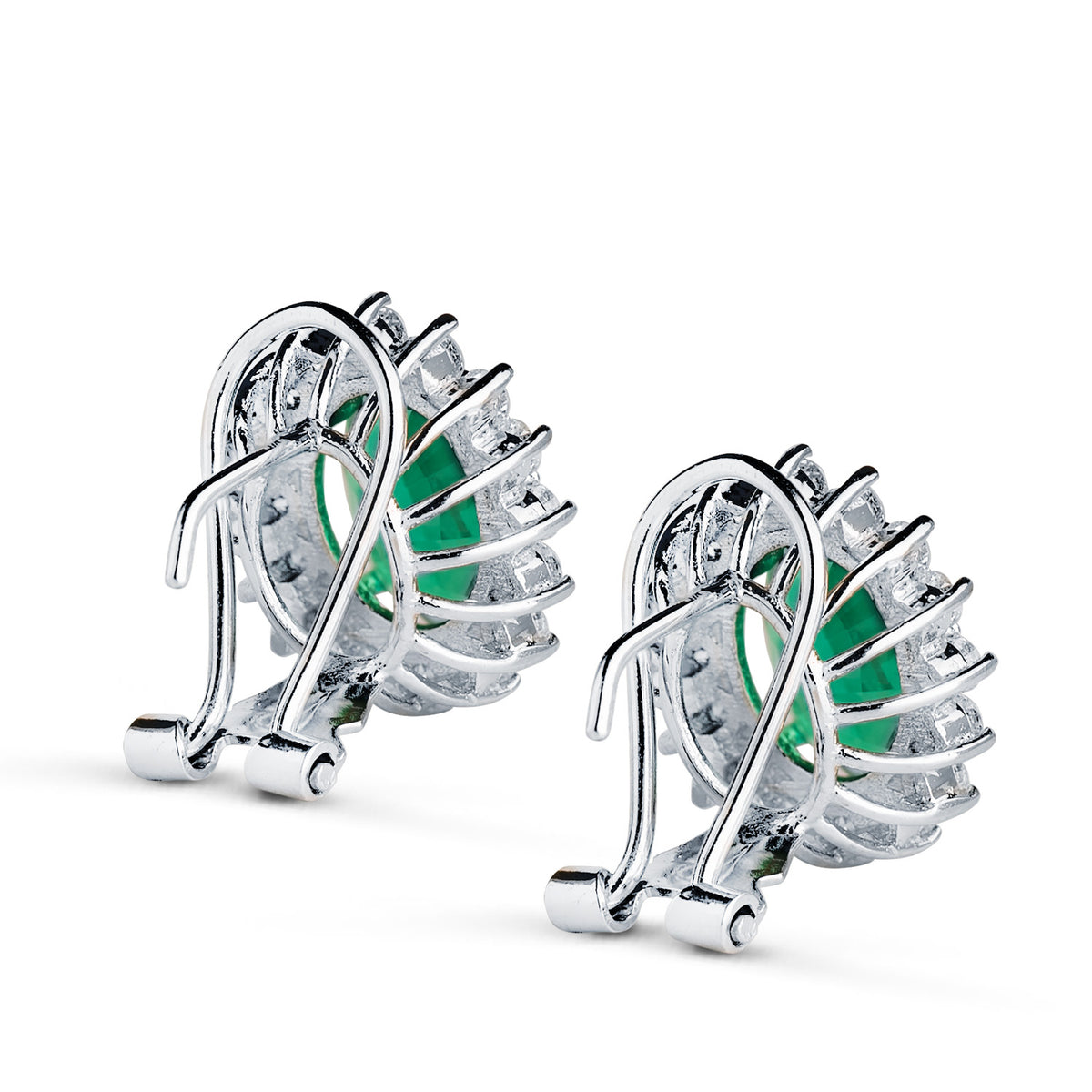 Oval emerald earrings: 18 kt white gold with 2.2ct emeralds and 0.84ct diamonds – 1726 1Esa
