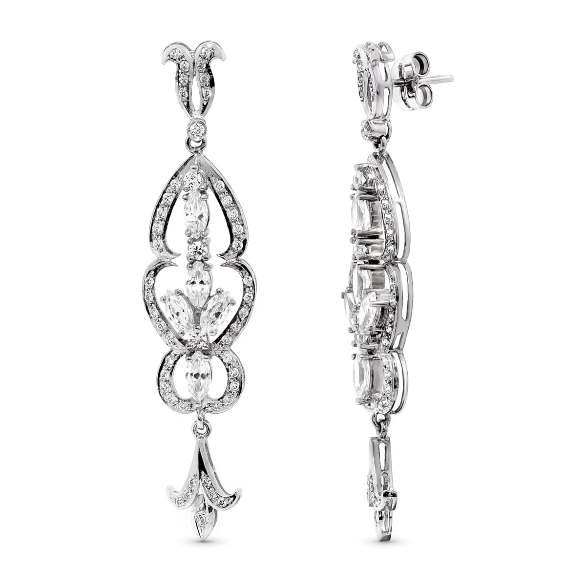 Dangle earrings: 18 kt white gold