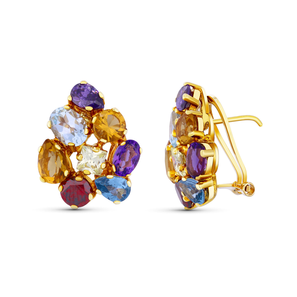 Gemstones earrings: 18 kt yellow gold
