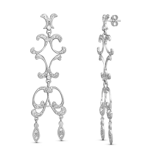 Openwork earrings: 18 kt white gold