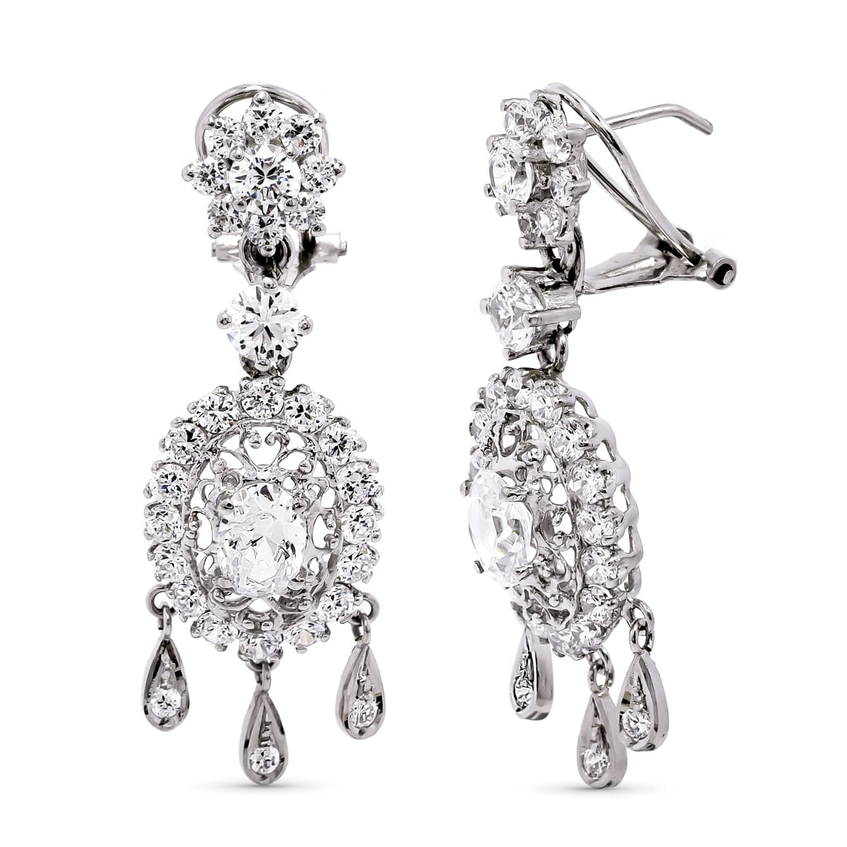 Adorned earrings: 18 kt white gold