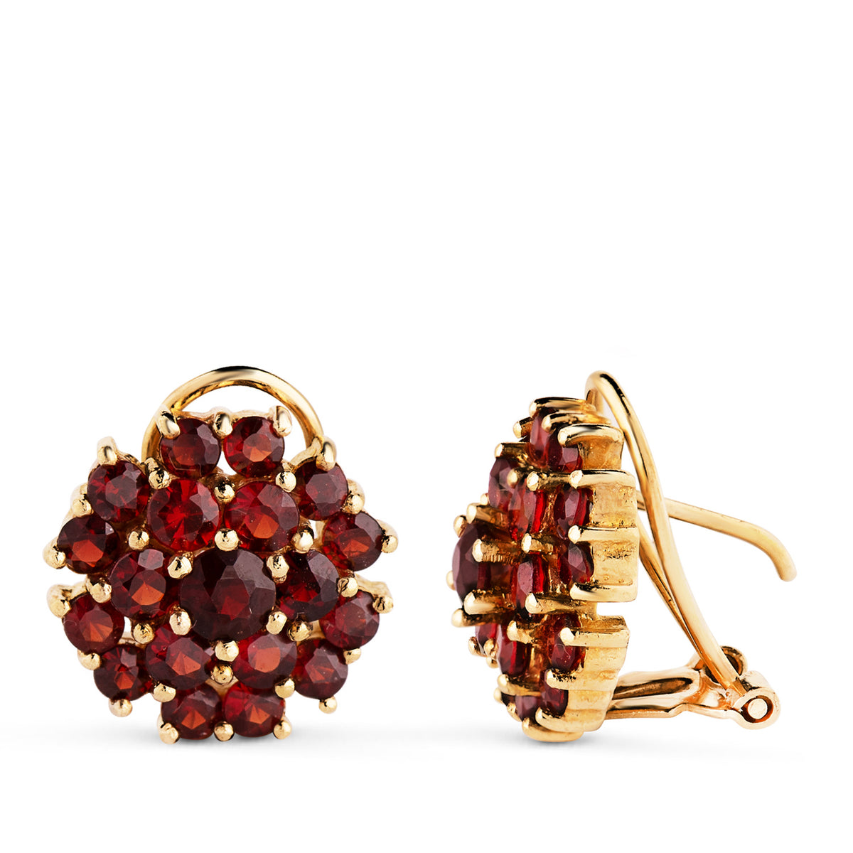 Deep red floral earrings: 18 kt yellow gold – 20104 1Oagr