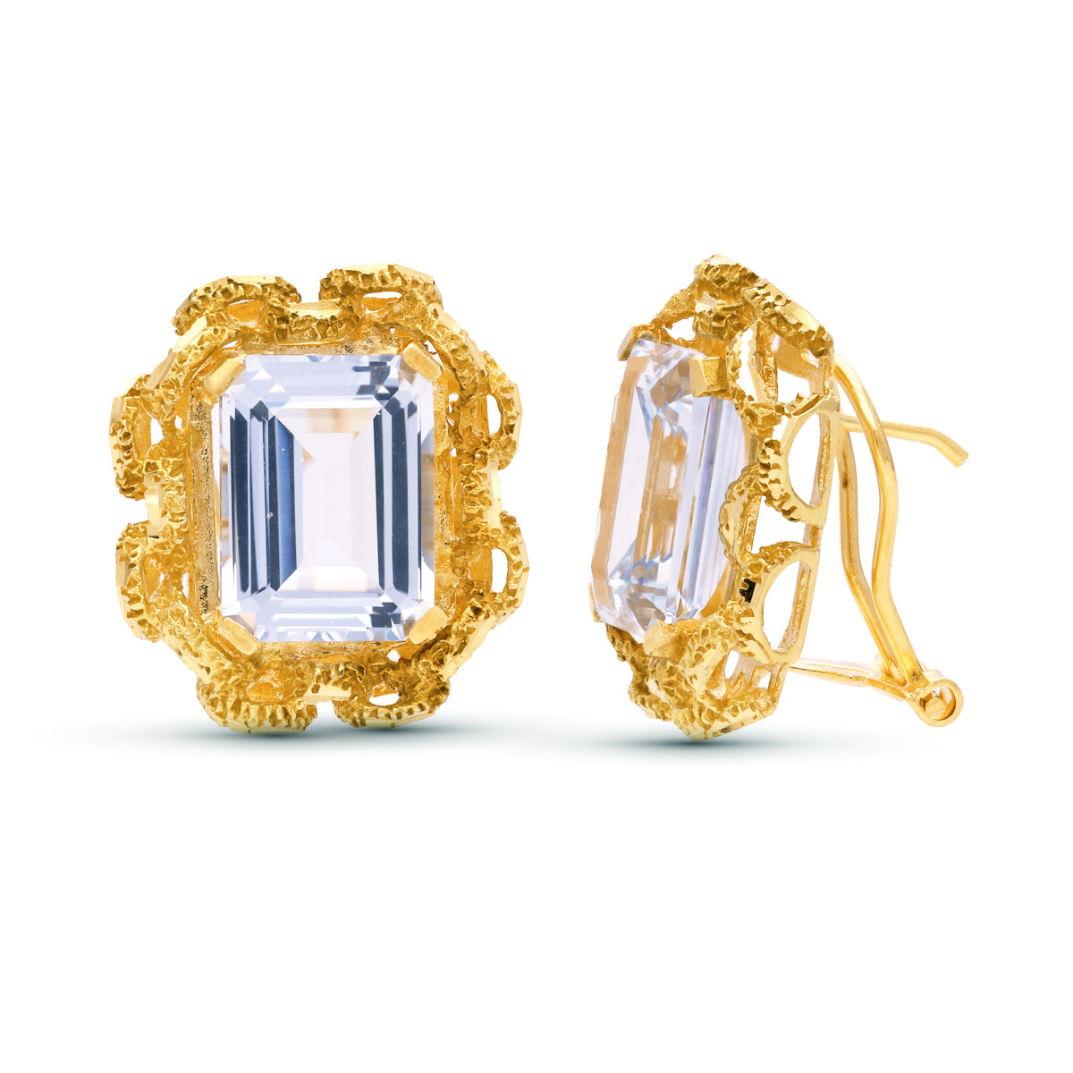 Classic frame earrings: 18 kt yellow gold