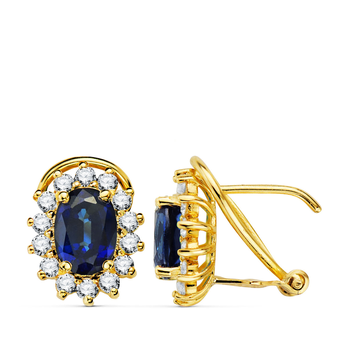 Oval sapphire mini earrings: 18 kt white gold with 1.96ct sapphires and 0.58ct diamonds