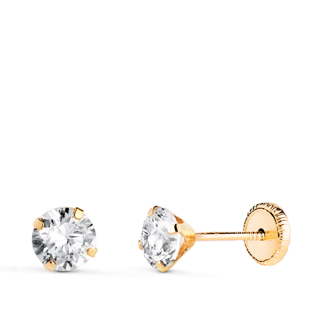 Gold stud earrings: 18 kt yellow gold