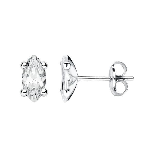 Gold stud marquise earrings: 9 kt white gold