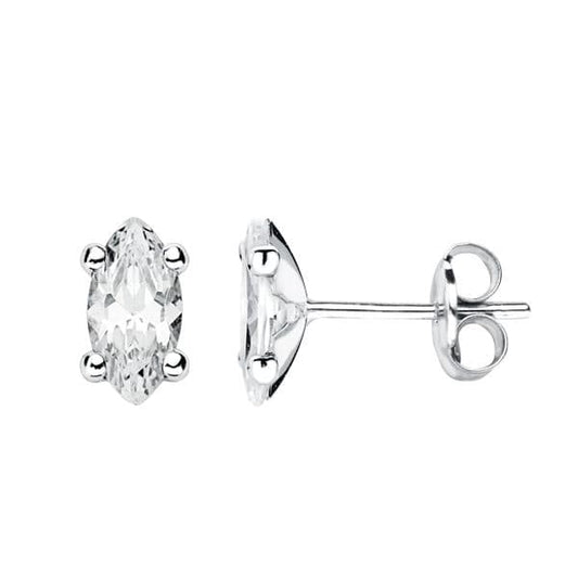 Gold stud marquise earrings: 9 kt white gold