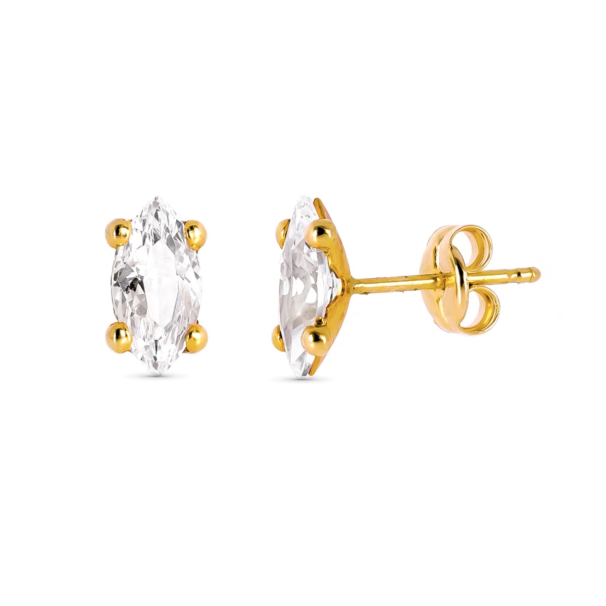 Gold stud marquise earrings: 9 kt yellow gold