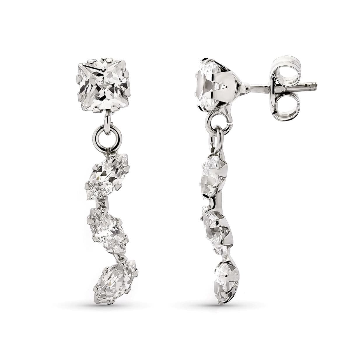 Cascade marquise earrings: 9 kt white gold