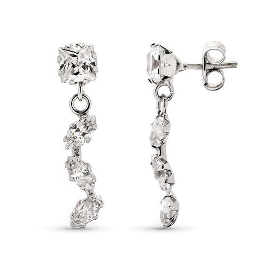 Cascade marquise earrings: 9 kt white gold