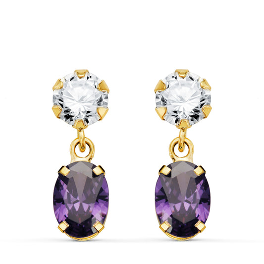 Amethyst oval earrings: 18 kt yellow gold