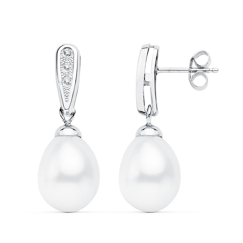 Bridal pearl earrings: 18 kt white gold – 18953A