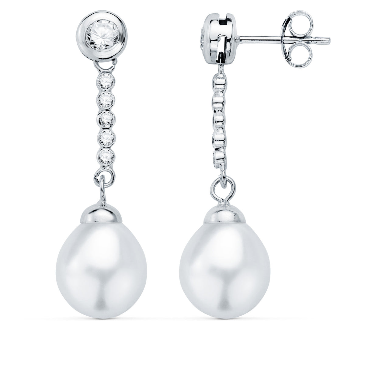 Dallier drop earrings: 18 kt white gold