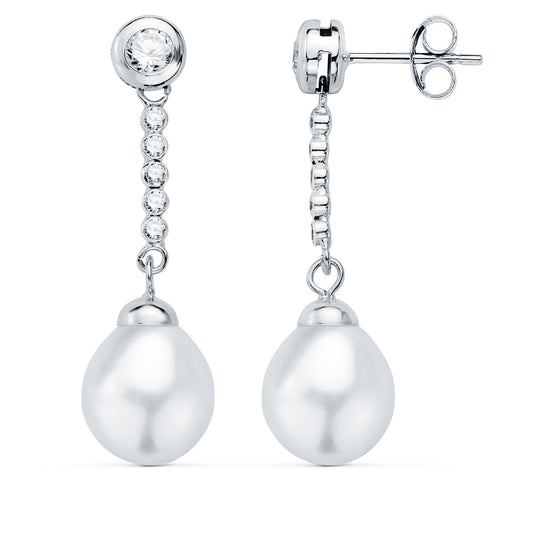 Dallier drop earrings: 18 kt white gold