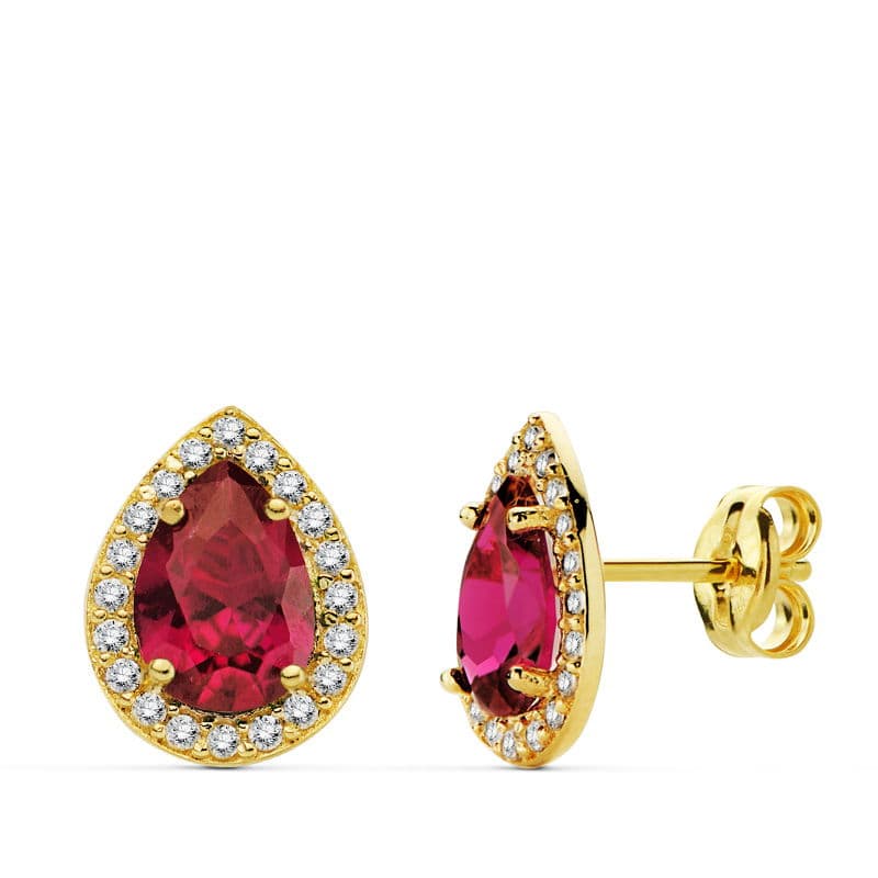 Kelly red earrings: 18 kt yellow gold
