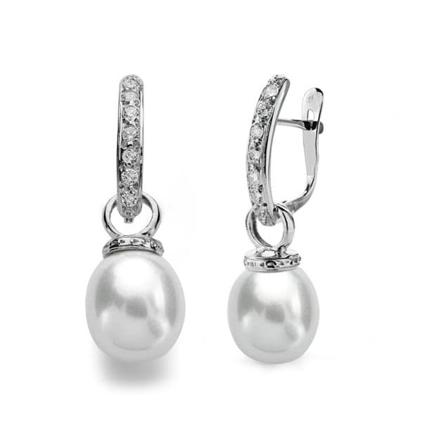 Move pearl earrings: 9 kt white gold