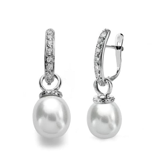 Move pearl earrings: 9 kt white gold
