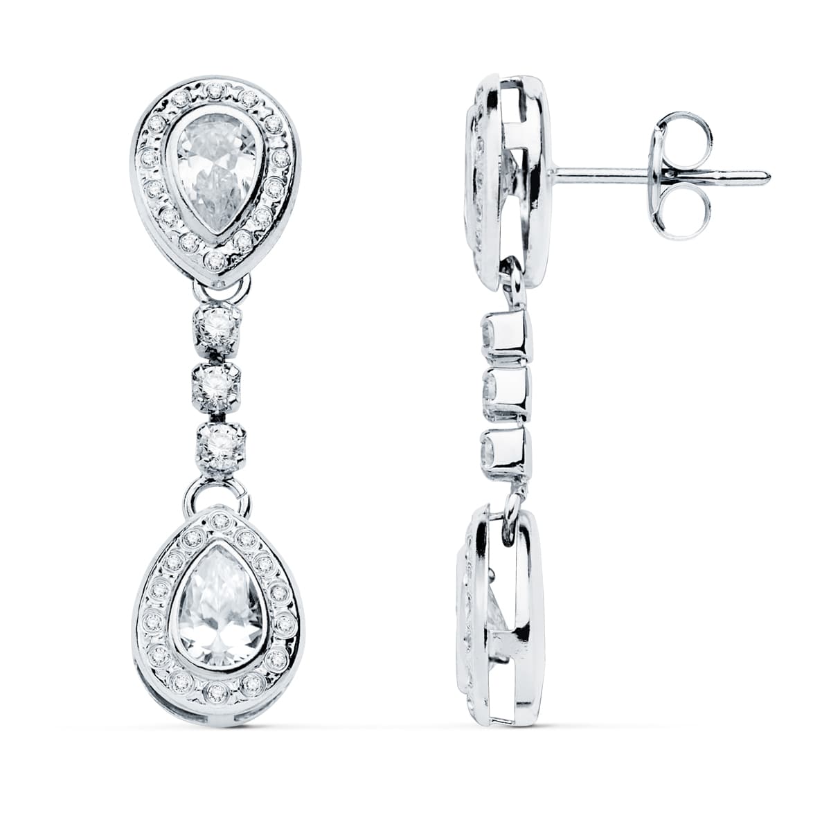 Crystal earrings: 18 kt white gold