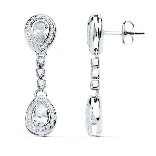 Crystal earrings: 18 kt white gold