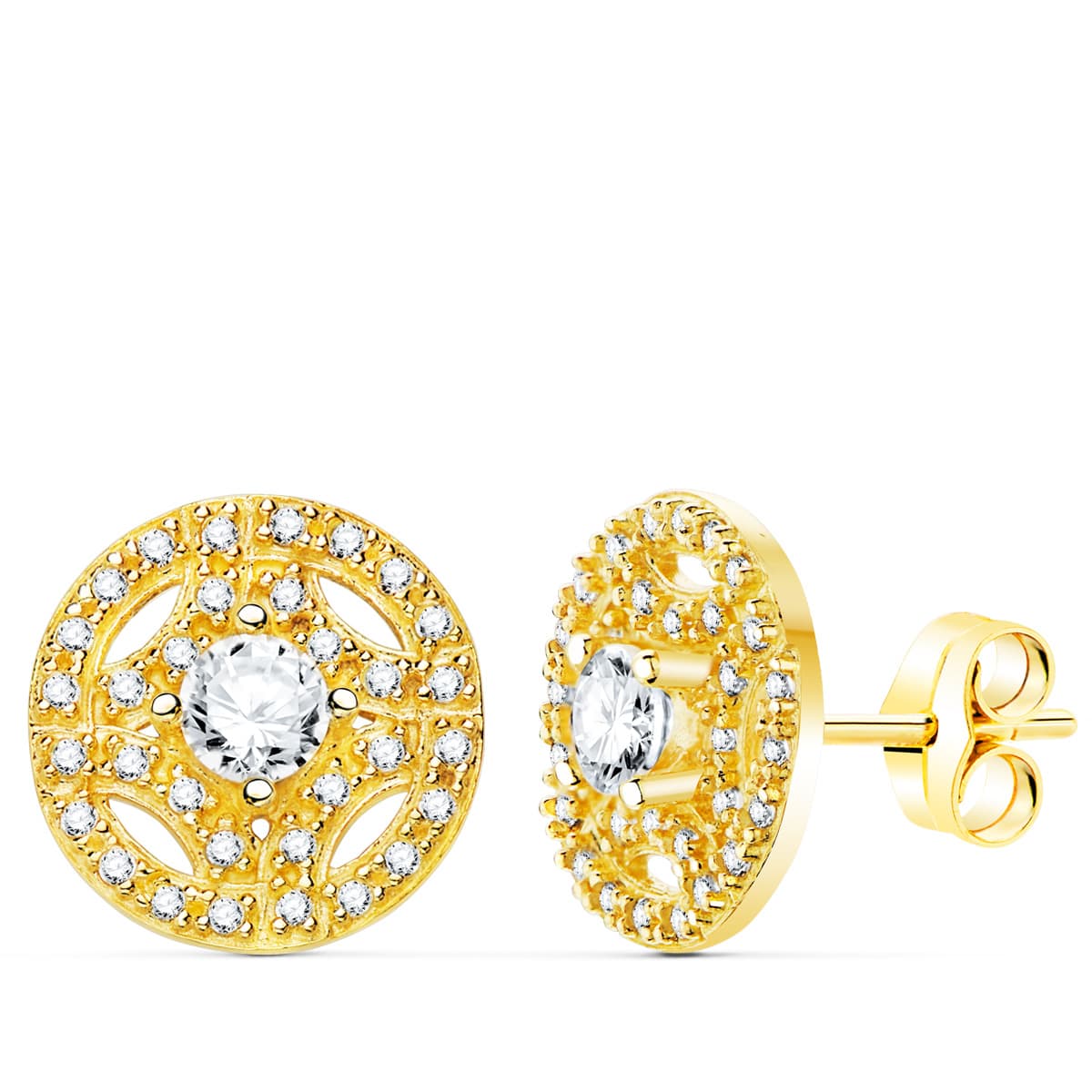 Encircled earrings: 18 kt yellow gold