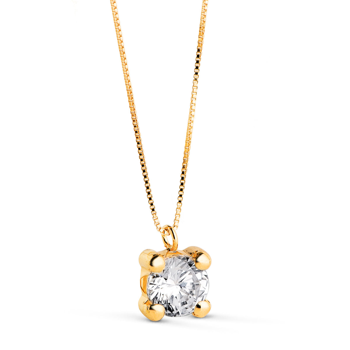 Lively solitaire necklace: 18 kt yellow gold with 6mm zirconia – N5700 6A