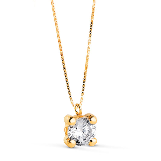 Lively solitaire necklace: 18 kt yellow gold with 6mm zirconia – N5700 6A