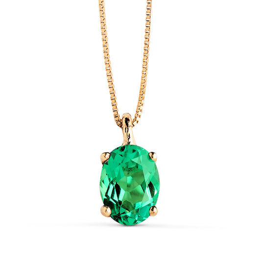 Oval emerald necklace: 18 kt yellow gold with 0.79ct emerald – 18967 3Oaes