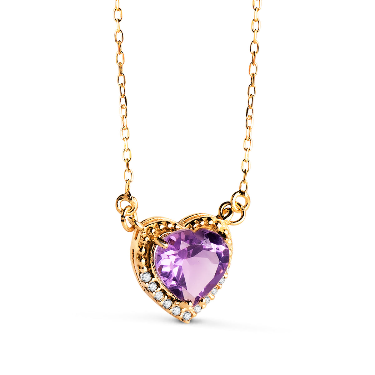 Heart-shaped amethyst necklace: 18 kt yellow gold – 22447 Ata