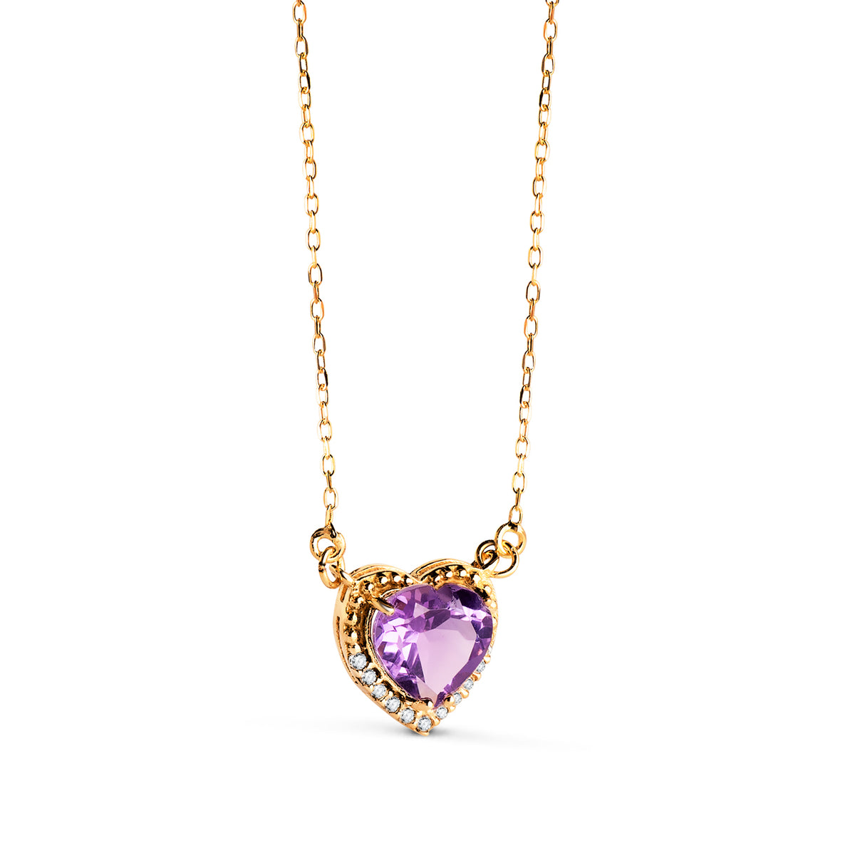 Heart-shaped amethyst necklace: 18 kt yellow gold – 22447 Atb