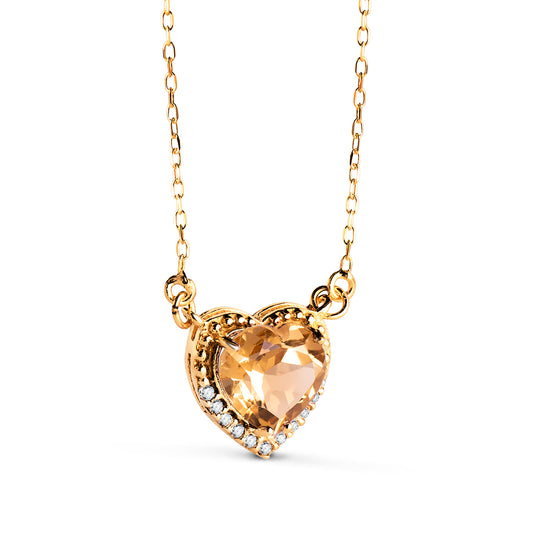 Heart-shaped citrine necklace: 18 kt yellow gold – 22447 Cta