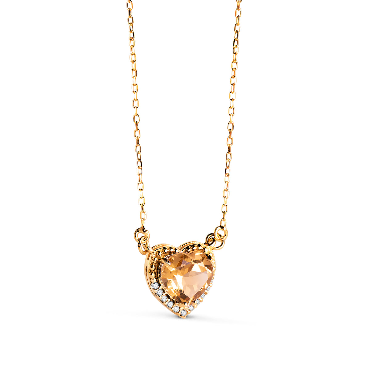 Heart-shaped citrine necklace: 18 kt yellow gold – 22447 Ctb