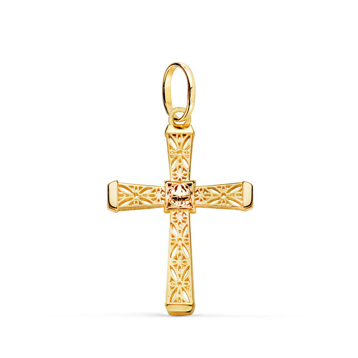 Openwork filigree cross pendant: 18 kt yellow gold – 22413