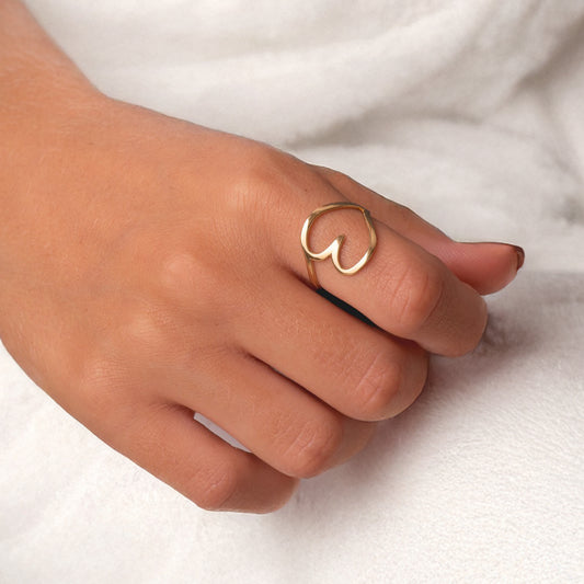 Fine heart ring: 18 kt yellow gold 16 mm