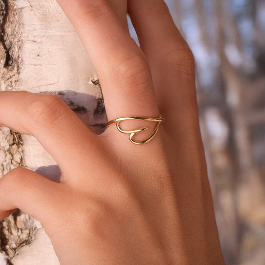 Fine heart ring: 18 kt yellow gold 12 mm
