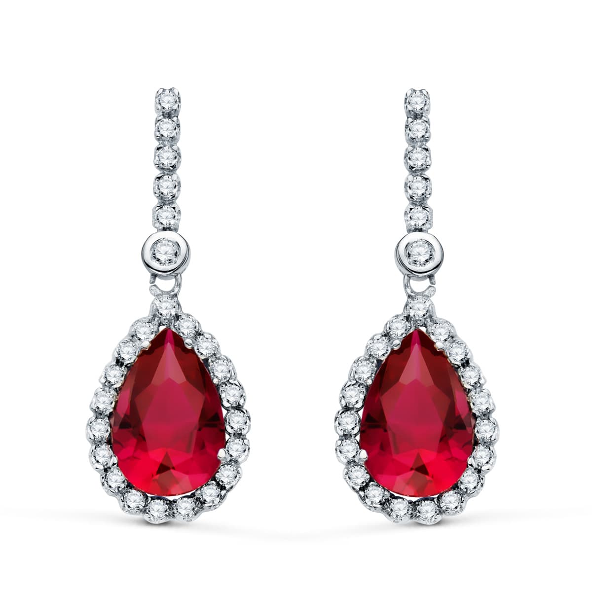 Scarlett dangle red earrings: 18 kt white gold with zirconias – 21236 Ro