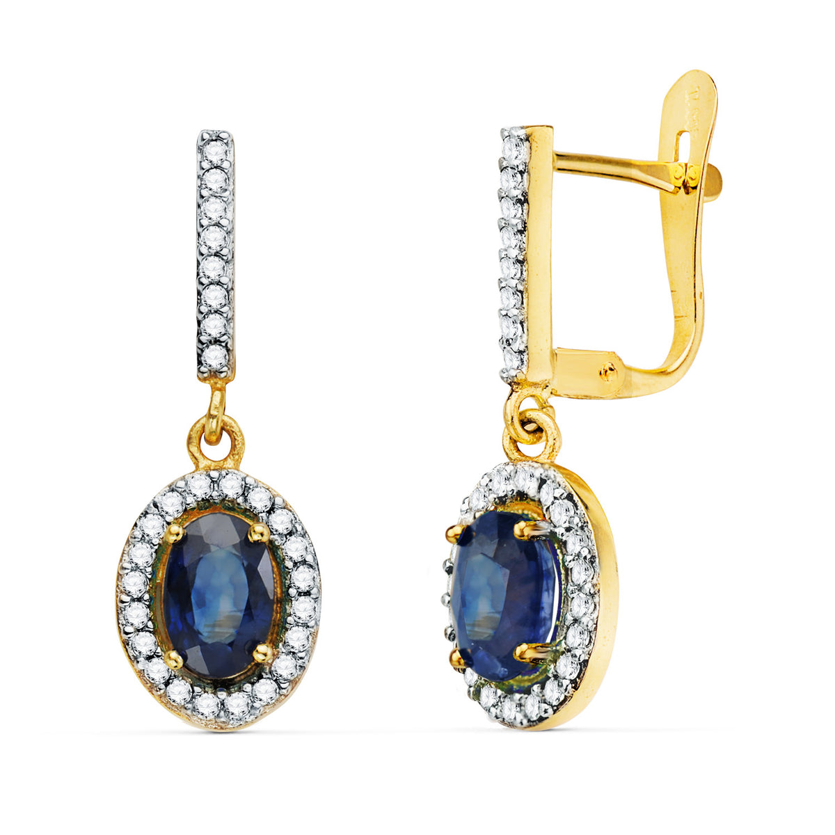 Anastasia earrings: 18 kt bicolor gold with sapphire and zirconias – 21317 Zab