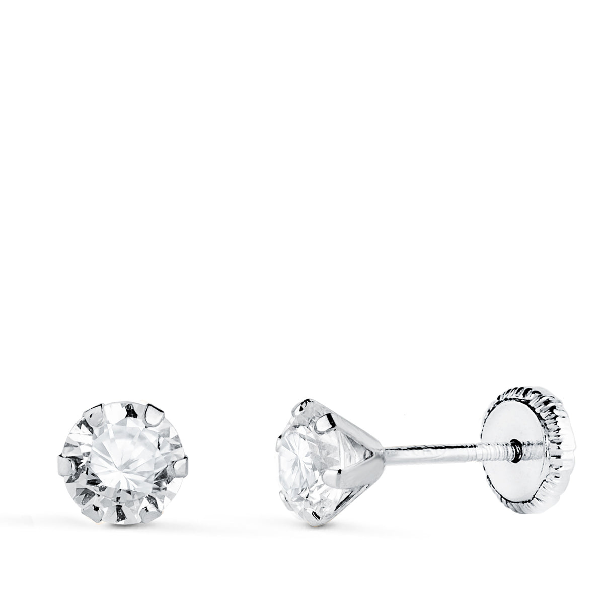 Gold stud earrings: 18 kt white gold