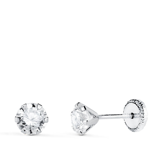 Gold stud earrings: 18 kt white gold