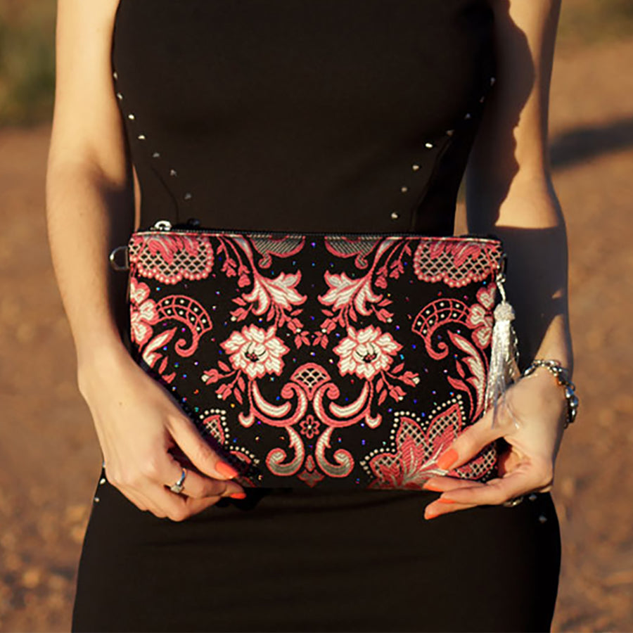 Tela Fallera bag pink leather with Swarovski